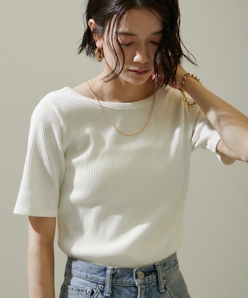 SALON adam et rope' tシャツ ヴィンテージライク2WAYリブT