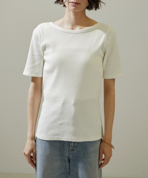 サロン アダム エ ロペ（SALON adam et rope’ ）/ヴィンテージライク2WAYリブTシャツ【セットアップ対応・洗える】 SALON adam et rope'（サロン アダム エ ロペ） tシャツ ヴィンテージ