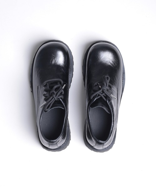 shoes365 シューズ 「shoes365」ラウンドトゥ厚底ウォッシュレザー