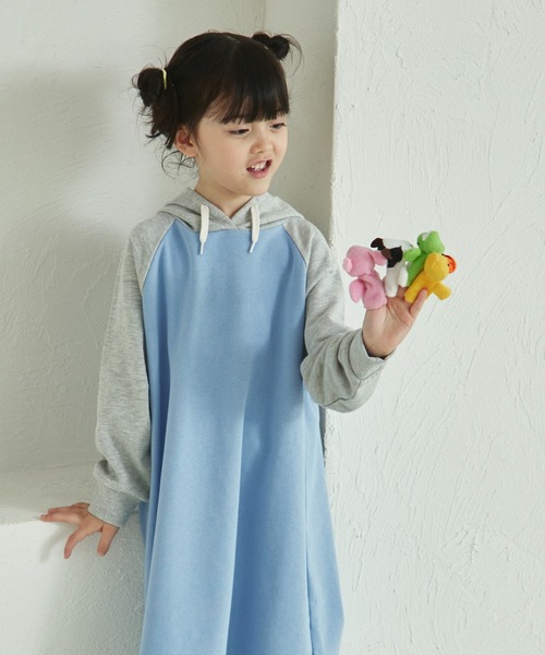 pairmanon（ペアマノン） ワンピース 裏毛 配色 ラグラン パーカー