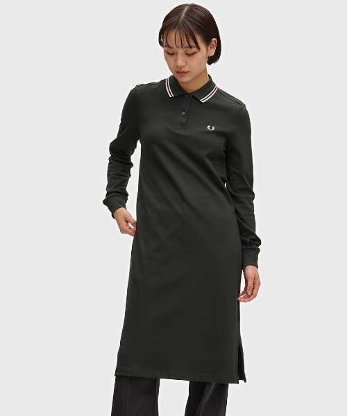 FRED PERRY シャツワンピース ポロシャツ FRED PERRY（フレッドペリー） ワンピース The Long Sleeve Fred Perry