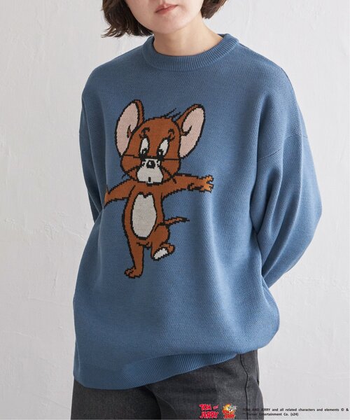 90s GIORGIA ニットトム&ジェリー サイズL~XL相当 ネイビー notch.（ファッション） ニット セーター TOM and JERRY トムと