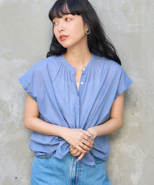「FREAK'S STORE」 半袖シャツ LARGE ブルー レディース FREAK'S STORE 「FREAK'S STORE」 半袖ブラウス フリ- ブルー