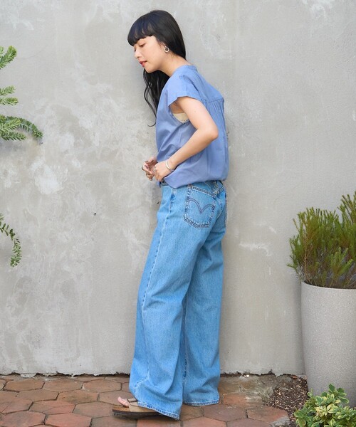 「FREAK'S STORE」 半袖シャツ LARGE ブルー レディース FREAK'S STORE 「FREAK'S STORE」 半袖ブラウス フリ- ブルー