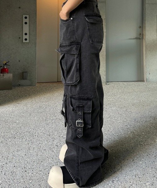 KsG ジーンズ デニム デニムパンツ ベルトデザインカーゴパンツ
