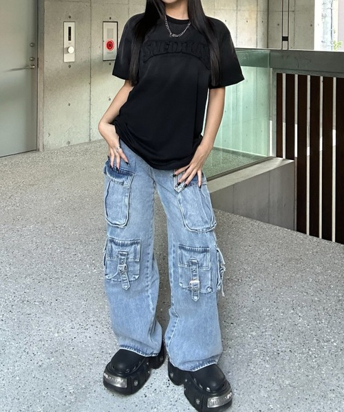 KsG ジーンズ デニム デニムパンツ ベルトデザインカーゴパンツ