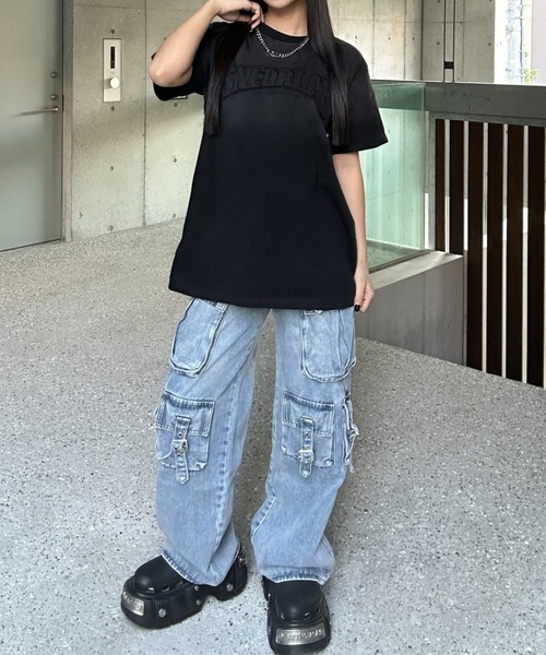 KsG ジーンズ デニム デニムパンツ ベルトデザインカーゴパンツ