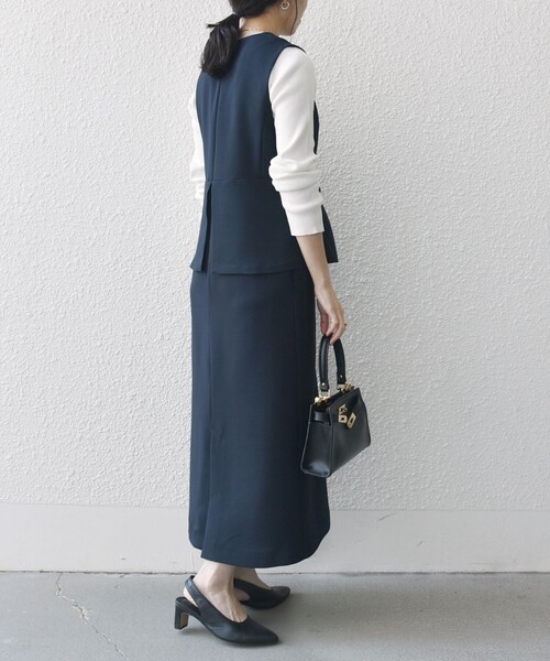 SHIPS any ワンピース any:「洗濯機可能」ダブルクロス Vネック