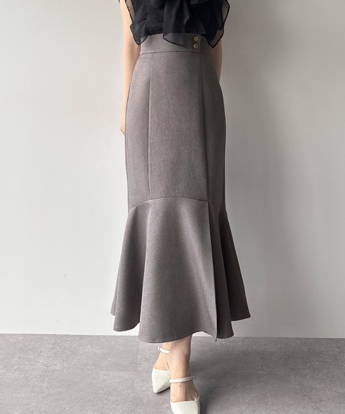 mipiarl スカート 前スリットゴールドボタンマーメイドスカート