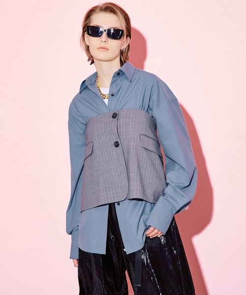 Rive Droite◇ライトチェックジャケット/FREE/ポリエステル/GRY