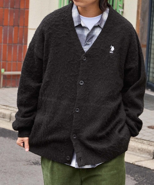 「U.S. POLO ASSN.」 ニットカーディガン L ブルー レディース