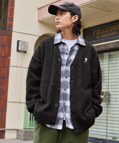 「U.S. POLO ASSN.」 ニットカーディガン L ブルー レディース