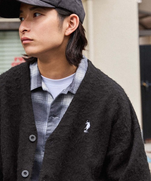 「U.S. POLO ASSN.」 ニットカーディガン L ブルー レディース