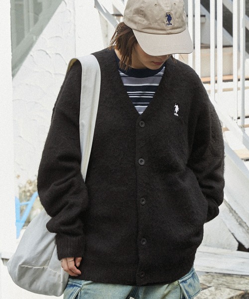 「U.S. POLO ASSN.」 ニットカーディガン L ブルー レディース