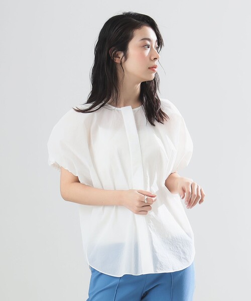 Demi-Luxe BEAMS◆半袖ブラウス/36/--/CRM/64-01-0103-002 Demi-Luxe BEAMS(デミルクスビームス) / 半袖ブラウス/36/--/BEG