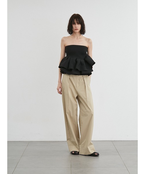 styling/ ニット セーター ラッフルニットベアトップ レディース