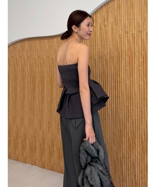 ニット セーター ラッフルニットTOP レディース styling/ ニット セーター ラッフルニットベアトップ レディース