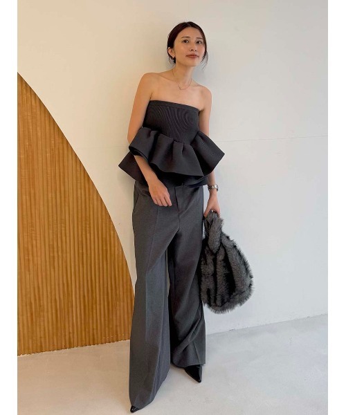 ニット セーター モールニットベアトップ レディース ラッフルニットベアトップ（ベアトップ/ビスチェ）｜styling