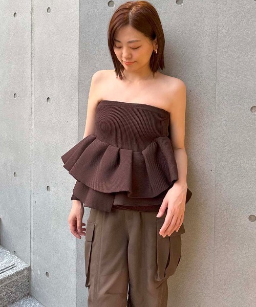 ニット セーター ラッフルニットトップス レディース JOSE MOON（ジョゼムーン）の「RAFFLE KNIT TOPS/ラッフルニット
