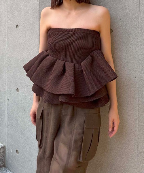 【CHAROL】シャロル ベアトップセット ニットTee RODEO CROWNS WIDE BOWL | (JS)襟付きZIP KNITトップス (ニット