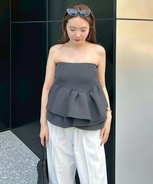 Styling ラッフルニットベアトップ ラッフルニットベアトップ(ニット/カーディガン)｜トップス