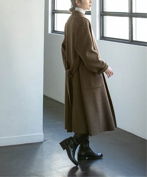 NOBLE ベージュ ノーカラー ロングコート Noble（ノーブル）｜ノーカラーコート（ベージュ系）一覧 - WEAR