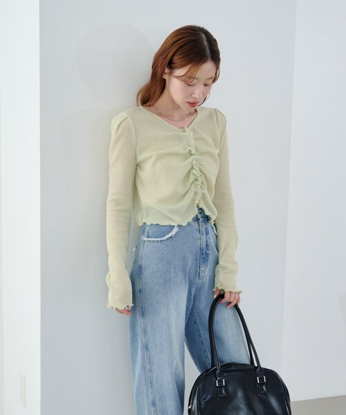 kastane シャーリングtee Kastane（カスタネ） tシャツ 「2WAY」フロントシャーリングTee