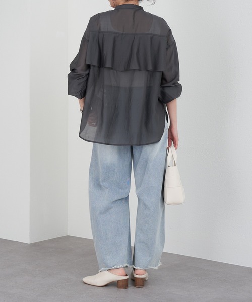 Jena espace merveilleux シアーフリルシャツ Jena espace merveilleux（ジェナ エスパスメルヴェイユ） ブラウス
