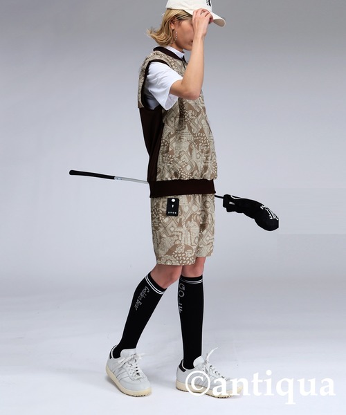 ◇LOOKCOVER◇ Structure Cotton パンツ (3色) unisex antiqua パンツ 「STCH」ペイズリー柄ハーフパンツ レディース