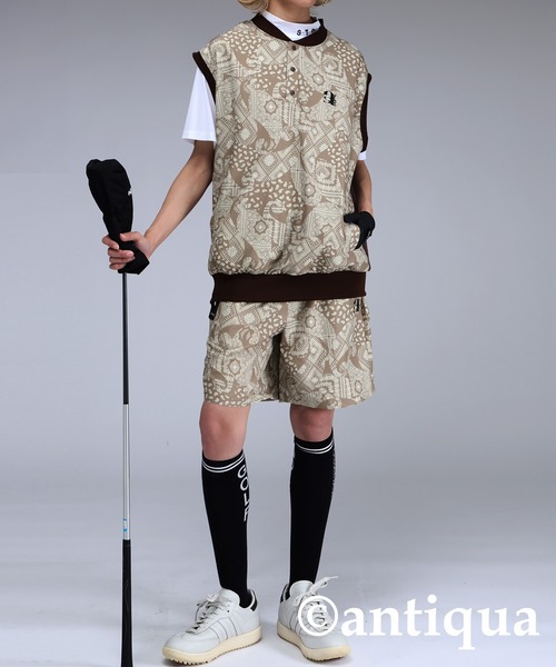 antiqua パンツ 「STCH」ペイズリー柄ハーフパンツ レディース