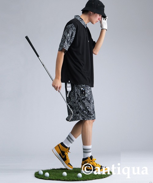 antiqua パンツ 「STCH」ペイズリー柄ハーフパンツ レディース