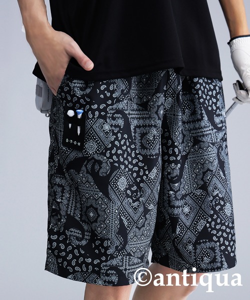 ◇LOOKCOVER◇ Structure Cotton パンツ (3色) unisex antiqua パンツ 「STCH」ペイズリー柄ハーフパンツ レディース