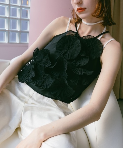 キャミソール Drawstring Flower Motif Camisole/ドローストリングフラワーモチーフキャミソール