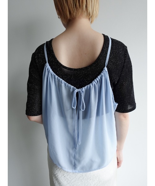 sahara キャミソール Drawstring Flower Motif Camisole/ドロー