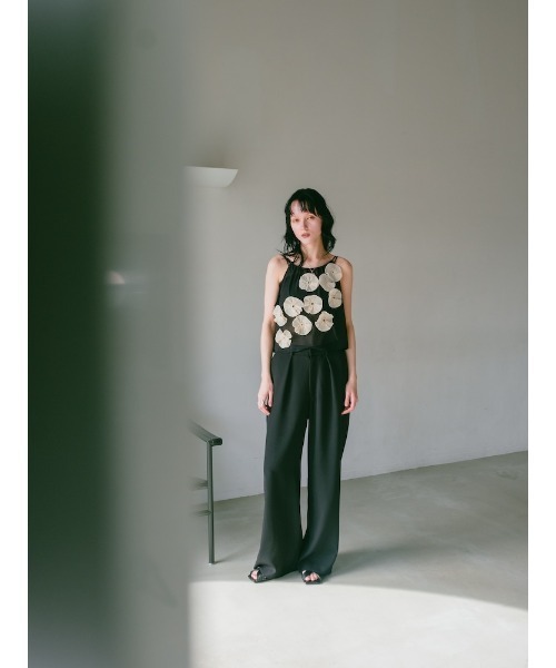 sahara キャミソール Drawstring Flower Motif Camisole/ドロー