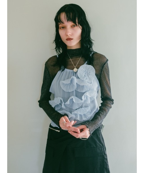 sahara キャミソール Drawstring Flower Motif Camisole/ドロー