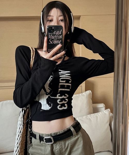 THE HITSS（ヒッツ） tシャツ Y2K グランジエンジェル クロップド