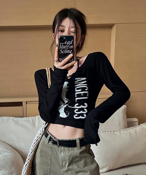 THE HITSS（ヒッツ） tシャツ Y2K グランジエンジェル クロップド