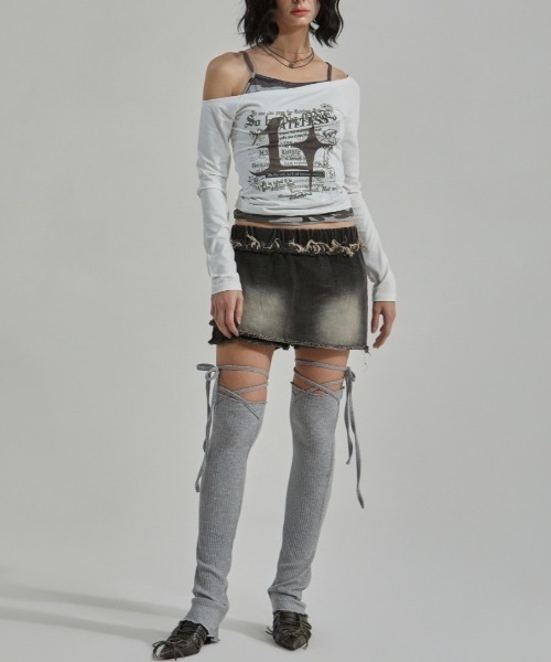 GATELESS tシャツ 「GATELESS」CAMOUFLAGE LAYERED ONE SHOULDER
