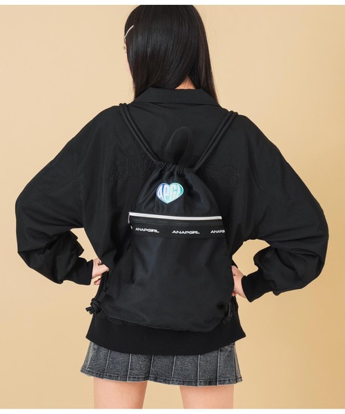 ANAP GiRL リュック ホログラムハートワッペン付 ナップサック