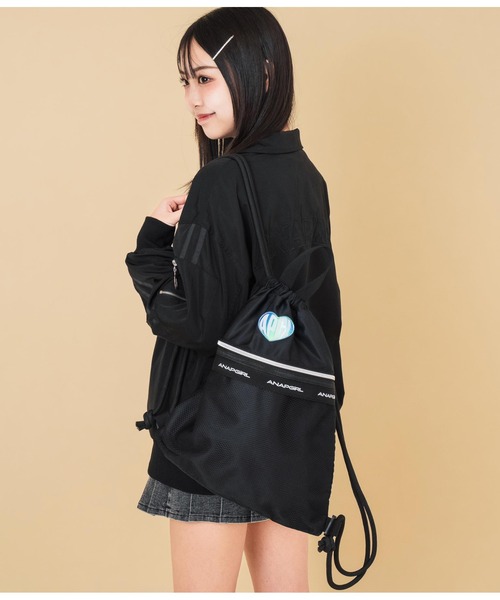 入園入学3点セット　【ホログラムハート×紫チェック】 女の子　ナップサック 入園入学3点セット 【ホログラムハート×紫チェック】 女の子