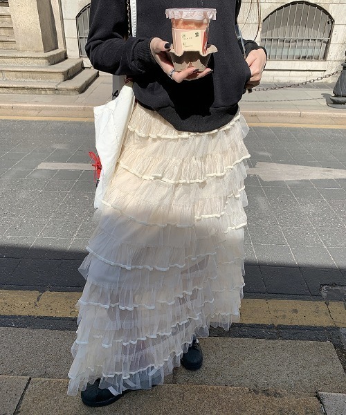 deux amour スカート シフォンティアードロングスカート : ZOZOTOWN