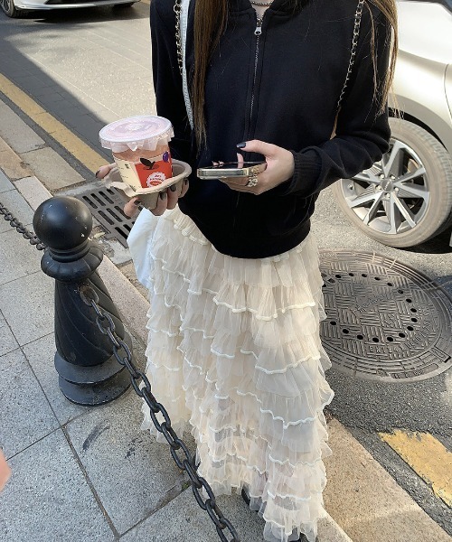 deux amour スカート シフォンティアードロングスカート : ZOZOTOWN