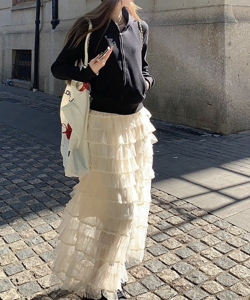 deux amour スカート シフォンティアードロングスカート : ZOZOTOWN