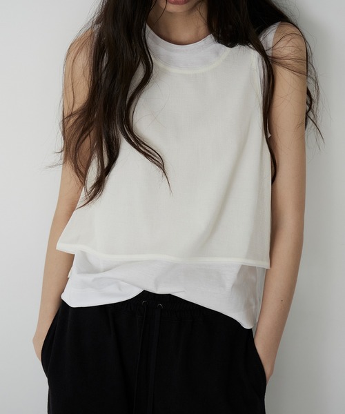 tシャツ シフォン x コットンタンクトップ / Chiffon x Cotton Tank Top レディース
