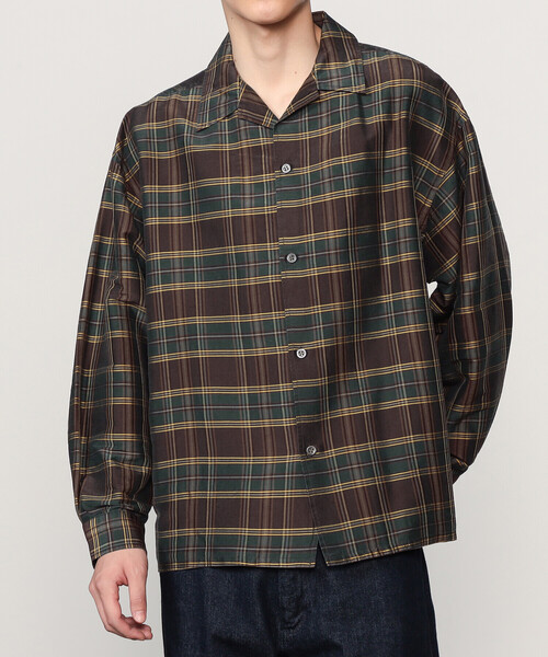 Bshop シャツ 078 CITE | シルクチェック オープンカラーシャツ