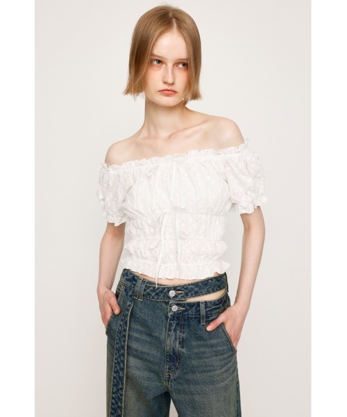 SLY ブラウス シャツ COTTON LACE PUFF SLEEVE TOPS コットン