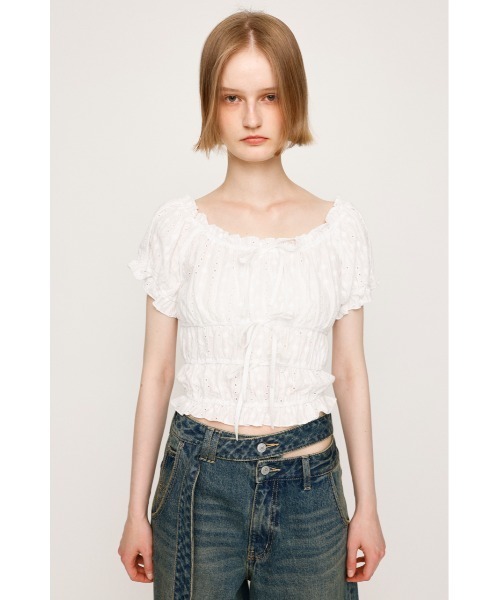 SLY ブラウス シャツ COTTON LACE PUFF SLEEVE TOPS コットン