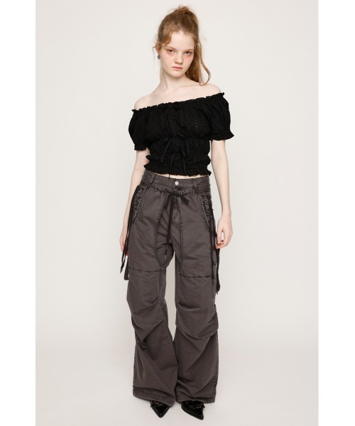 SLY COTTON LACE PUFF SLEEVE トップス　ホワイト SLY | LACE UP SLEEVE CUT トップス (Tシャツ・カットソー(長袖