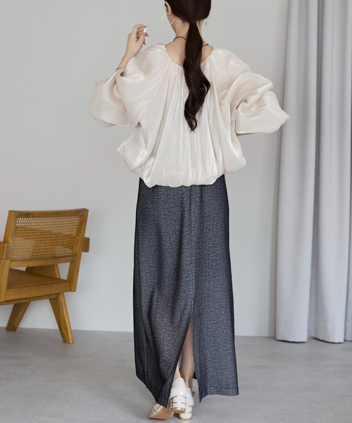 PREFERIR（プレフェリール） カーディガン ラメ楊柳 バルーンスリーブ